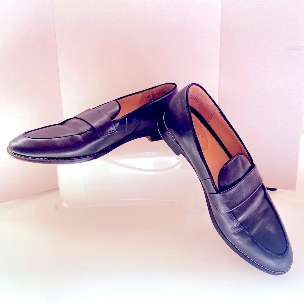 Franco Sarto Black Leather Slip-On Size8 M Bus/casual Comfy Everyday Loafers